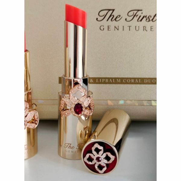 Набір декоративної косметики преміум люкс O HUI The First Geniture Lipstick & Lip Balm Coral Duo Special Set LKB178 фото